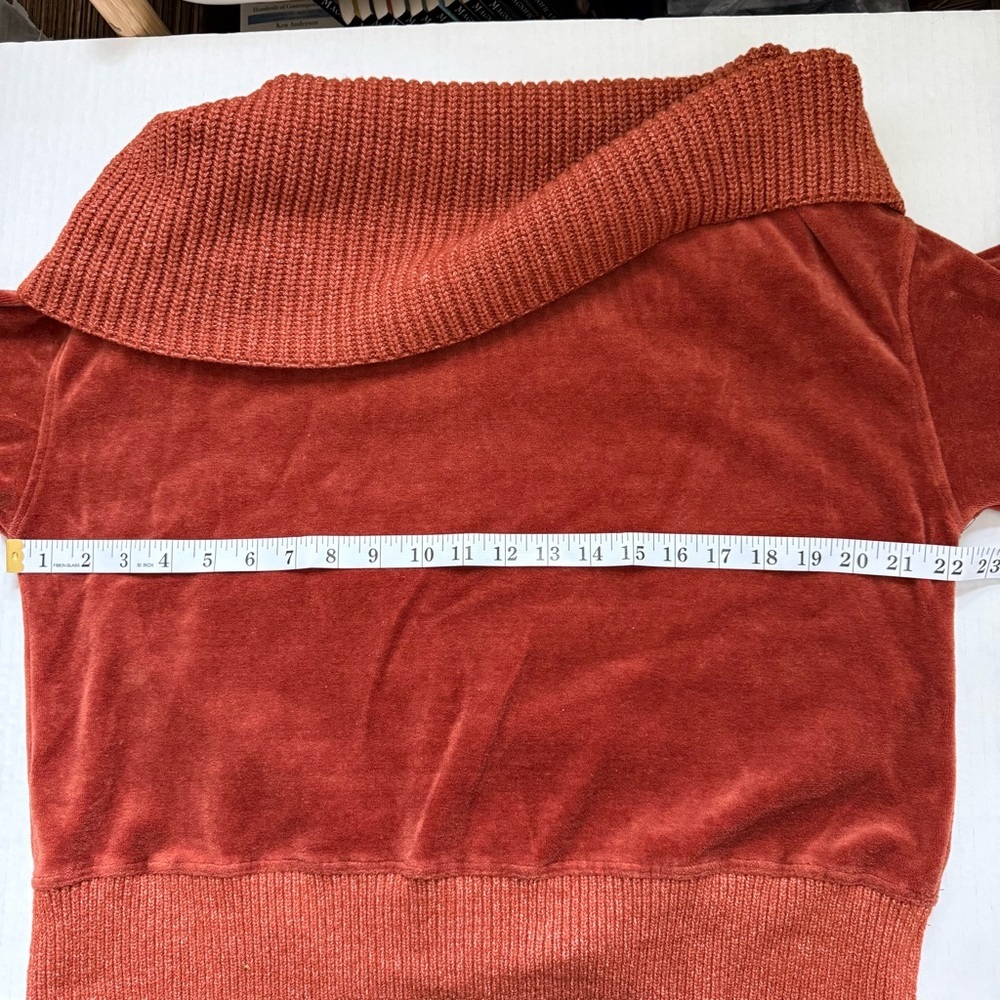 Anthropologie Daily Practice Terracota One Shoulder Pullover Velvet Sweater - Picture 7 of 10